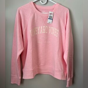 🆕 Vineyard Vines Slub Graphic Terry Crewneck Sweatshirt Flamingo Pink - XL